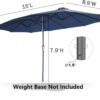 15ft Patio Umbrella with Solar Lights, Large Double Umbrella Outdoor, Rectangle 180”x106” Umbrellas with 156 PCS LED Lights and Crank Handle for Backyard Deck Pool Shade in Black(1.9′′ Pole)