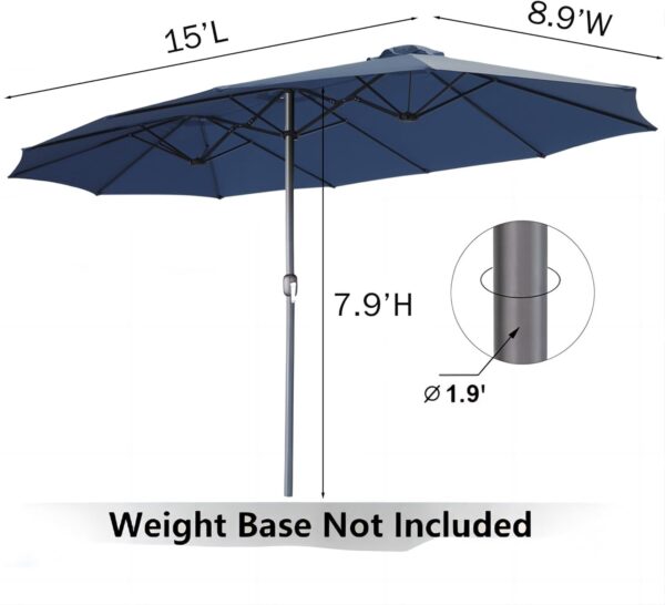 21e26359d1514884a8e22d74aff3f311 15ft Patio Umbrella with Solar Lights, Large Double Umbrella Outdoor, Rectangle 180”x106” Umbrellas with 156 PCS LED Lights and Crank Handle for Backyard Deck Pool Shade in Black(1.9′′ Pole)