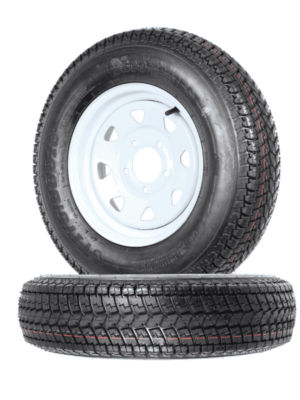 eCustomRim 2-Pk Trailer Tires Rims ST175/80D13 175/80 13 B78-13 LRC 5 Lug White Spoke Wheel