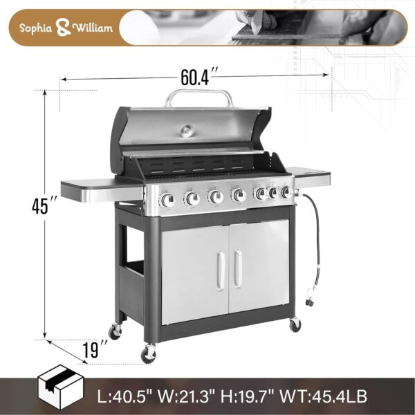 Burner Gas grill with side burner and enameled cast iron grille 42,000BTU outdoor cooking stainless steel propane grill Garden grill