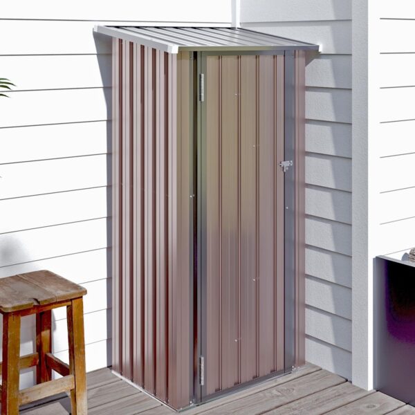 22c6deede0c44df5884ed2c426d9ed6f Aoxun 6.2×4 FT Shed Outdoor Storage Shed Metal Garden Shed with Lockable Doors & Slooping Roof Tool Shed Bike Shed for Backyard, Patio, Poolside (Brown)