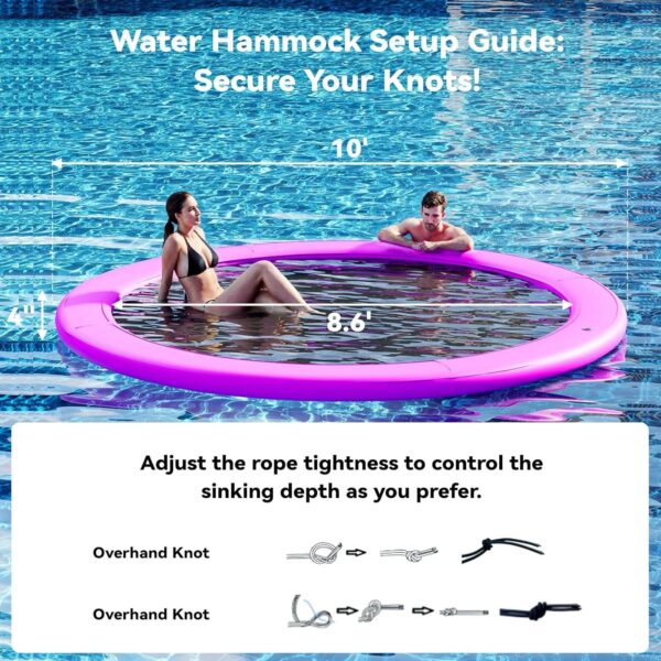 22e5667b7b694c85b1cc029cb0d482b7 Round Inflatable Floating Dock, Sunchill Float Ring, Hammock Tanning Pool with 4in Woven Fabric, Manual Pump for 1-2 Min Quick Inflate/Deflate, Fits 2-8, Ideal for Lakes, Pools, Oceans