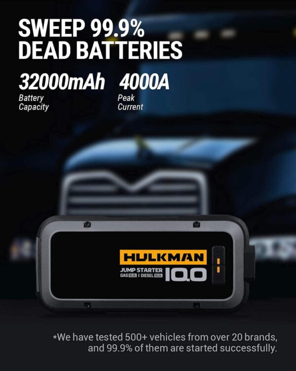 231e3d78b9804fe4b30e95791dc3a125 HULKMAN Jump Starter for Gas and Diesel Engines