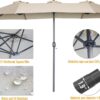 15ft Patio Umbrella with Solar Lights, Large Double Umbrella Outdoor, Rectangle 180”x106” Umbrellas with 156 PCS LED Lights and Crank Handle for Backyard Deck Pool Shade in Black(1.9′′ Pole)