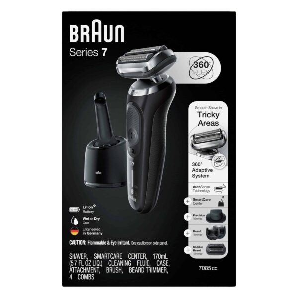 Braun Series 7 7085cc Flex Rechargeable Wet Dry Men s Electric Shaver with Clean Charge Station, Stubble Beard Trimmer