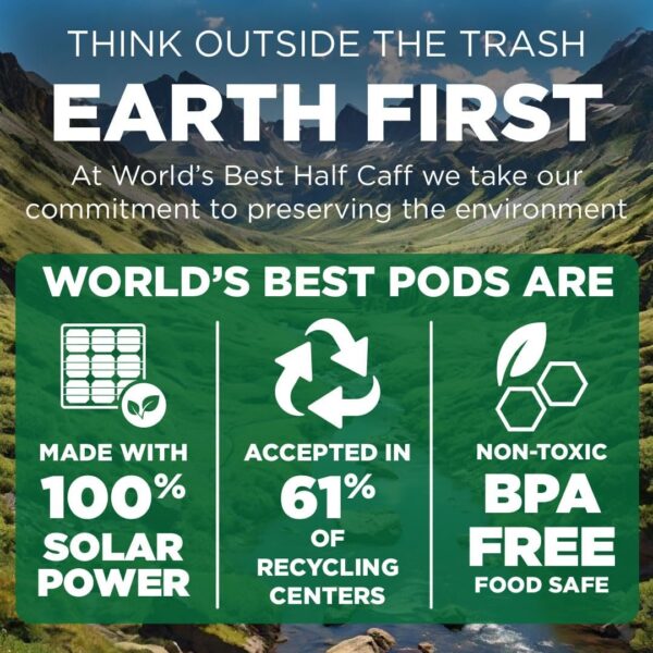 23b1af9a560e4b4ab11bc5b83f3f7599 World s Best Half Caff Dark Roast Coffee 100ct. Solar Energy Produced Recyclable Single Serve Dark Roast Coffee Pods