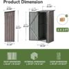 Aoxun 6.2×4 FT Shed Outdoor Storage Shed Metal Garden Shed with Lockable Doors & Slooping Roof Tool Shed Bike Shed for Backyard, Patio, Poolside (Brown)