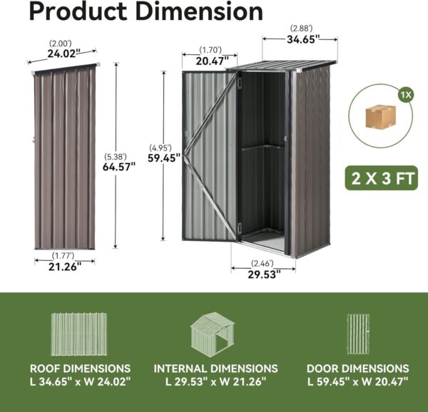 23c37f5568bc43e9b29cffbacfeffe67 Aoxun 6.2×4 FT Shed Outdoor Storage Shed Metal Garden Shed with Lockable Doors & Slooping Roof Tool Shed Bike Shed for Backyard, Patio, Poolside (Brown)