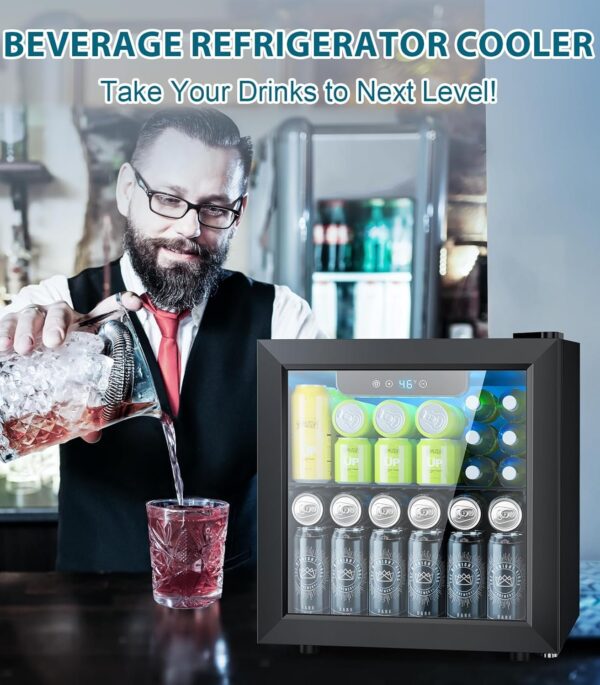 Mini Fridge 130 Can Beverage Refrigerator Cooler, 3.2 Cu.Ft Drink Fridge for Soda Wine Beer, Adjustable Temperature Control for Home Office, Black