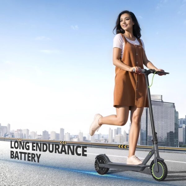 Electric Scooter – 8.5′′ Solid Tires, 350W Motor, Up to 19 MPH and 21-23 Miles Long-Range Portable Foldable Commuting Scooter for Adults with Double Braking System and App
