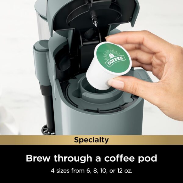 Ninja Pod & Grounds Specialty Single-Serve Coffee Maker, K-Cup Pod Compatible, Brews Grounds, Compact Design, Built-In Milk Frother, 56-oz. Reservoir, 6-oz. Cup to 24-oz. Mug Sizes, Stone, PB051ST