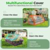 Land Guard 6x3x1ft Galvanized Raised Garden Bed with Waterproof Cover Small Mini Portable Antifreeze Greenhouse Kit for Metal Planter Box with 2 Huge Roll-up Zipper Door Window