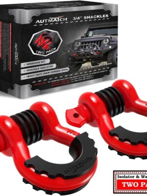 AUTMATCH D Ring Shackle 3/4′′ Shackles (2 Pack) 41,887Ibs Break Strength with 7/8′′ Screw Pin