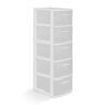 5-Drawer Plastic Storage Unit with Clear Drawers in White (2 Pack)
