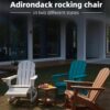 Folding Adirondack Rocking Chair,4-in-1 Multifunctional Patio Chair with Retractable Ottoman, Outdoor Chair Wood Texture, Lawn Chair for Porch, Backyard, Pool(Grey)