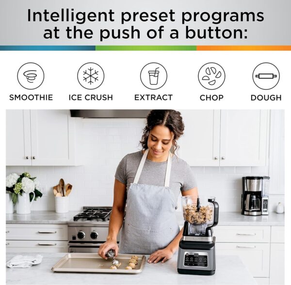 BN801 Professional Plus Kitchen System, 1400 WP, 5 Functions for Smoothies, Chopping, Dough & More with Auto IQ, 72-oz.* Blender Pitcher, 64-oz. Processor Bowl, (2) 24-oz. To-Go Cups, Grey