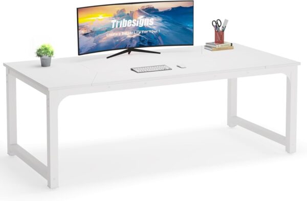 25cb9a376ec04a26b8d419961c9affb5 Tribesigns Modern Computer Desk, 63 x 31.5 inch Large Office Desk Computer Table Study Writing Desk Workstation for Home Office, Vintage Black Metal Frame