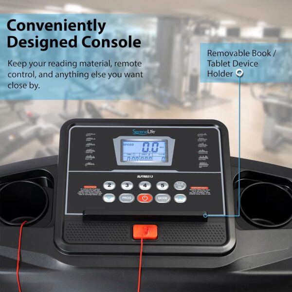 SereneLife Folding Treadmill – Foldable Home Fitness Equipment with LCD for Walking & Running – Cardio Exercise Machine – Preset and Adjustable Programs – Bluetooth Connectivity