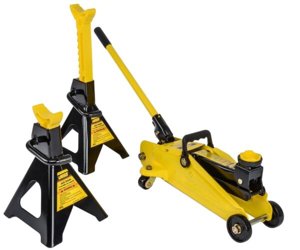 25e043d2bf704fcea28d10eaf287e967 JEGS 79002 Hydraulic Utility Floor Jack & Stands Heavy Gauge Steel Frames