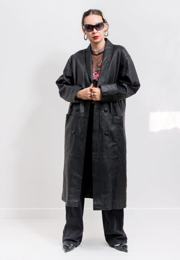 Black leather trench
