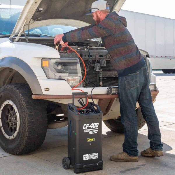 26469bd2fa95448ab99092085007d592 Stark 12/24V Battery Charger Fully Automotive Maintainer Jump Starter Display with Telescopic Handle