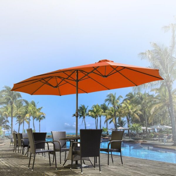 2683561e4e6f4e5786601dea041c3da1 15ft Patio Umbrella with Solar Lights, Large Double Umbrella Outdoor, Rectangle 180”x106” Umbrellas with 156 PCS LED Lights and Crank Handle for Backyard Deck Pool Shade in Black(1.9′′ Pole)