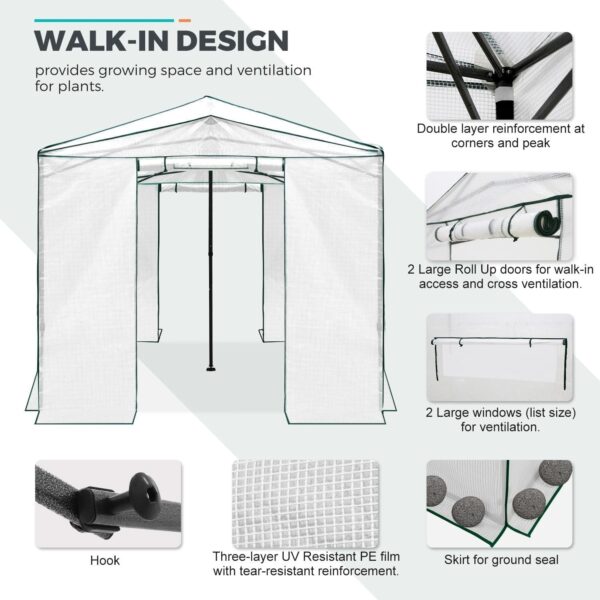 2685503b1da84e2e9590421dbb8a0f9d EAGLE PEAK 6×4 Portable Walk-in Greenhouse, Pop-up Indoor Outdoor Garden Green House, Zippered Door and Windows, PE Cover, White