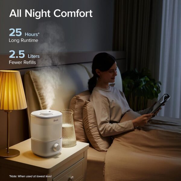 Humidifiers for Bedroom Baby, Sprout Evaporative with Dual Filters for Air & Water, Separate Sensor, Adjustable No Blue Nightlight, Auto Dry, Smart Control & Alexa, Auto Mode, 3.8L Tank for 36H