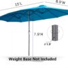 15ft Patio Umbrella with Solar Lights, Large Double Umbrella Outdoor, Rectangle 180”x106” Umbrellas with 156 PCS LED Lights and Crank Handle for Backyard Deck Pool Shade in Black(1.9′′ Pole)