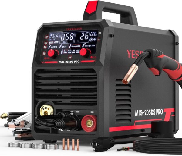 26c522182ebd4bb281fa6acd2eed2097 135Amp MIG Welder,110V Flux Core Welder Flux MIG/Lift TIG/Stick 3-in-1 Large LED Digital Display Welding Machine IGBT Inverter Welder FLUX-135PRO