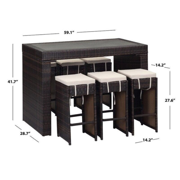26e7736b64174e5daea32bcfc163b929 6 Person 59.1 Long Bar Height Dining Set with Cushions