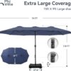 15ft Patio Umbrella Double-Sided Outdoor Market Extra Large Umbrella with Crank, Umbrella Base Included (Dark Red)