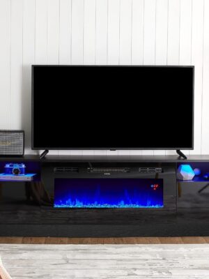 Amerlife Fireplace TV Stand with 36′′ Electric Fireplace, LED Light Entertainment Center