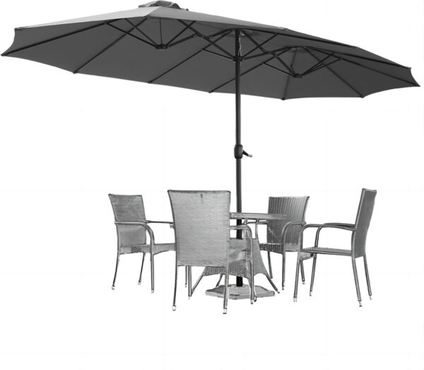 27056a788b00428e83b9af6d154efb81 15ft Patio Umbrella with Solar Lights, Large Double Umbrella Outdoor, Rectangle 180”x106” Umbrellas with 156 PCS LED Lights and Crank Handle for Backyard Deck Pool Shade in Black(1.9′′ Pole)