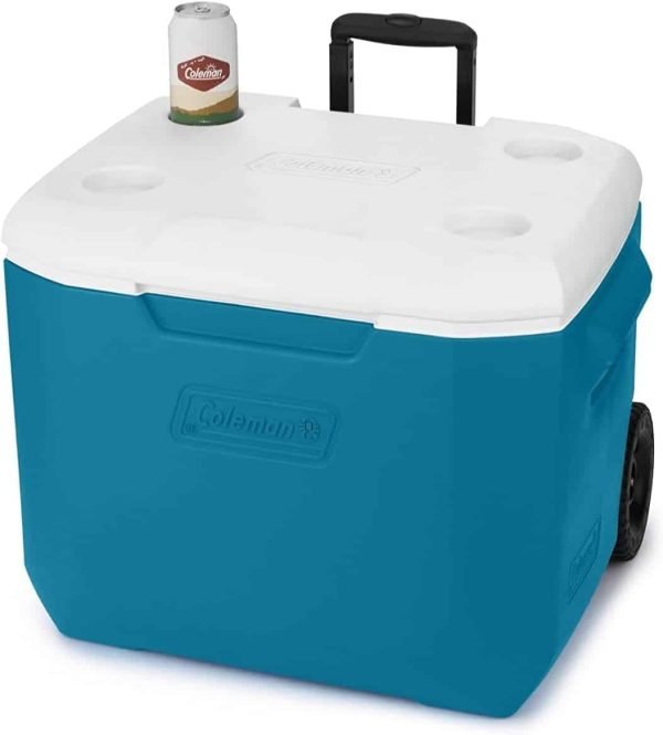 Chiller Series 60qt Wheeled Insulated Portable Cooler, Ice Retention Hard Cooler with Heavy Duty Wheels and Handle