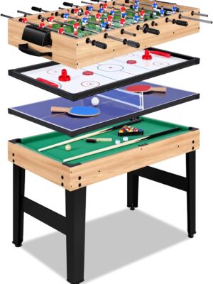 12-in-1 Game Table – 48′′ Combo Game Table, Ping Pong Table, Foosball Table, Air Hockey Table, Pool Table – Sports Arcade Games with Accessories – Ideal for Game Rooms and Family Game Nights!