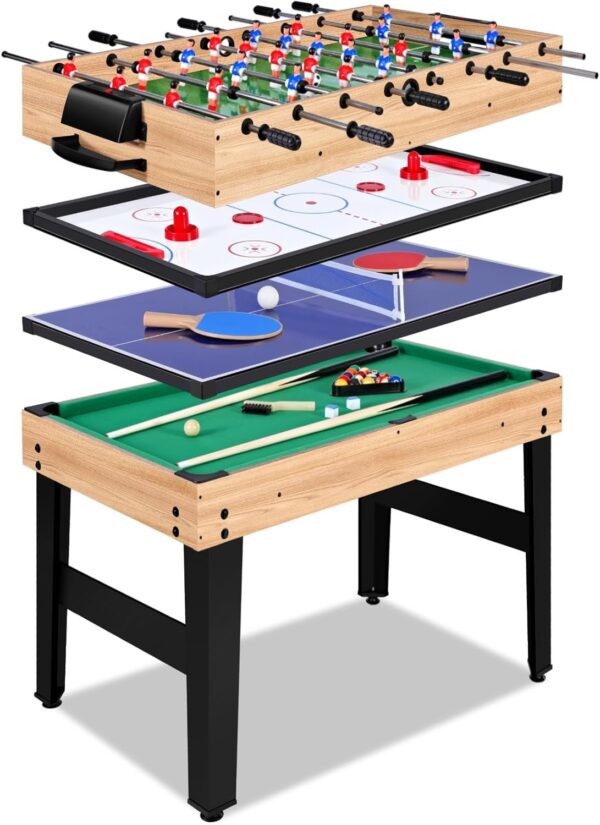 2781c6e08013474abe4b72a961a41028 12-in-1 Game Table – 48′′ Combo Game Table, Ping Pong Table, Foosball Table, Air Hockey Table, Pool Table – Sports Arcade Games with Accessories – Ideal for Game Rooms and Family Game Nights!