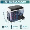 12 Volt Refrigerator, 53QT(50L) Electric Cooler, Portable Freezer 12V/24V DC 110-240V AC, 12V Fridge -4°F~68°F, 12V Cooler with Wheels & 2 Baskets for Travel, Truck, Boat, Camping