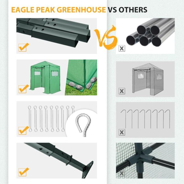 28063ad426ab49479e99f0efe10d7415 EAGLE PEAK 6×4 Portable Walk-in Greenhouse, Pop-up Indoor Outdoor Garden Green House, Zippered Door and Windows, PE Cover, White