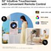32-Inch Portable TV, 1080P FHD Rolling TV on Wheels with Rotatable Touch Screen, Android 13 OS, 8G RAM+128G Storage, Built-in Battery, Full Swivel Rotation, Voice Remote