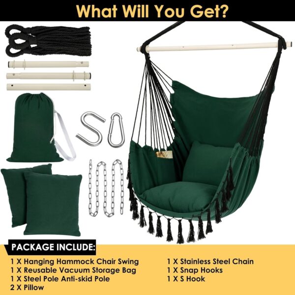 286c137da262458e9fc96f1efc696a1b Y- Stop Hammock Chair Hanging Rope Swing, Max 500 Lbs, 2 Cushions Included, Large Macrame Hanging Chair with Pocket for Superior Comfort, with Hardware Kit (Beige)