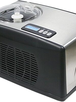 Automatic Ice Cream Maker, 1.6 Quart, Stainless Steel, Built-in Compressor, LCD Display, Timer, Black/Pink