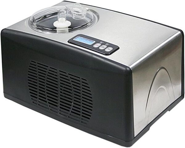 289c78f05fe9433db4c05473cef62df1 Automatic Ice Cream Maker, 1.6 Quart, Stainless Steel, Built-in Compressor, LCD Display, Timer, Black/Pink