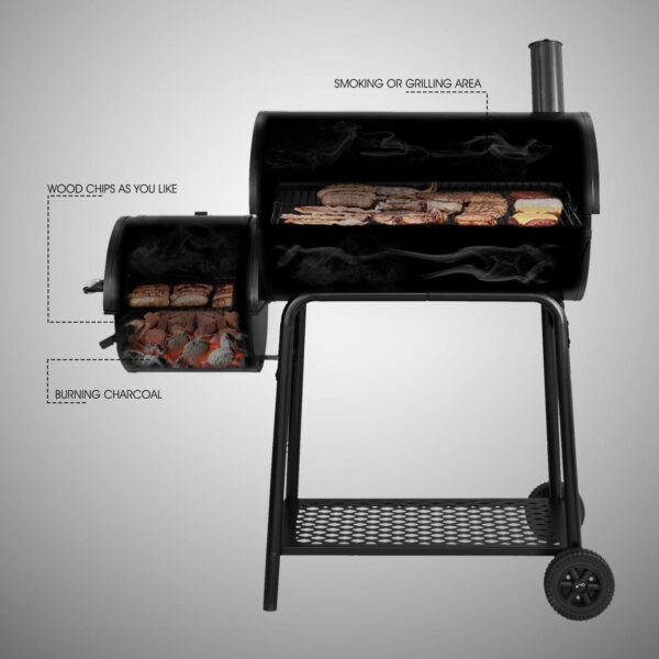 28c4ee1b5efb43eca719bf7874a81655 CC1830FG, Charcoal Grill with Offset Smoker with High Heat-Resistant BBQ Gloves
