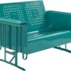 Crosley Furniture Bates Retro Metal Outdoor Loveseat Glider (CO1024-TU) and Arm Chair Set (CO1025-TU), Turquoise Gloss