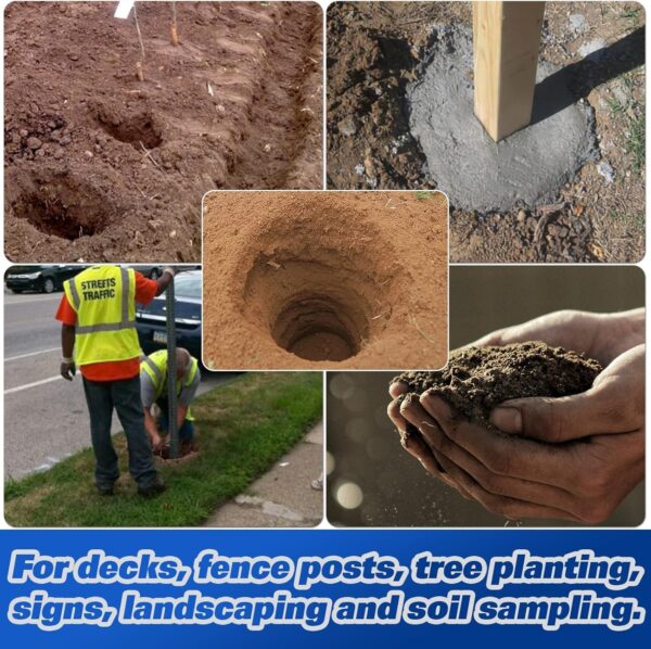 Post Hole Digger Gas Powered, 52cc 2.4 HP 2 Stroke Engine Earth Auger with 8′′ Drill Bit, EPA Compliant Post Hole Auger