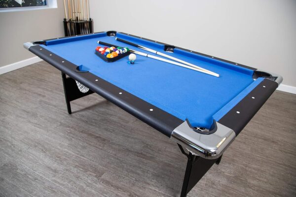299f9c7f967c4484b4cee43271b00134 Hathaway Fairmont 6 Ft Portable Pool Table, Adults Folding Billiards Tables for Game Room with Easy Foldable Storage, Includes Full Set of Billiard Balls, Cues, Chalk & Brush