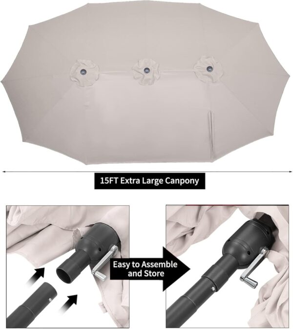 29be0f7d30a448f9ae83fa4c9cbd0f1e 15ft Patio Umbrella with Solar Lights, Large Double Umbrella Outdoor, Rectangle 180”x106” Umbrellas with 156 PCS LED Lights and Crank Handle for Backyard Deck Pool Shade in Black(1.9′′ Pole)