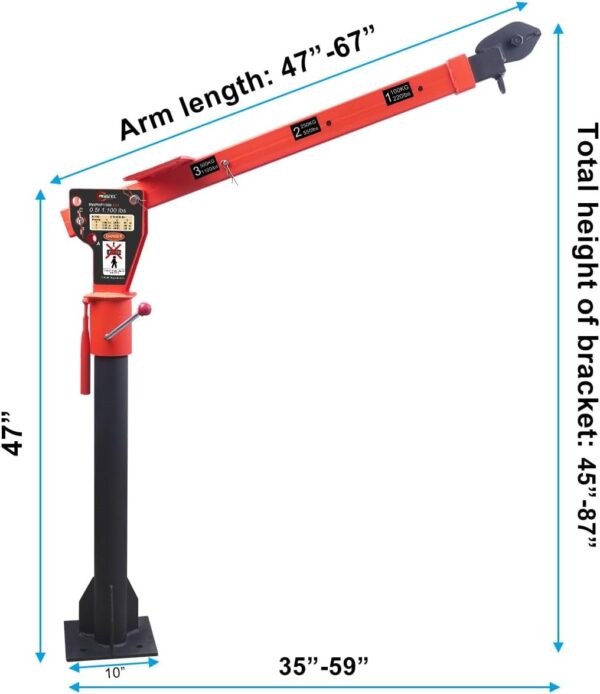 29e3d533bd334f0b8af677c1854743d6 1100lb Folding Dismountable Household Hoist Truck Crane with Electric Hoist (110V) – 880lb Pulling Force, Jib Cranes for Factory, Warehouse, Construction