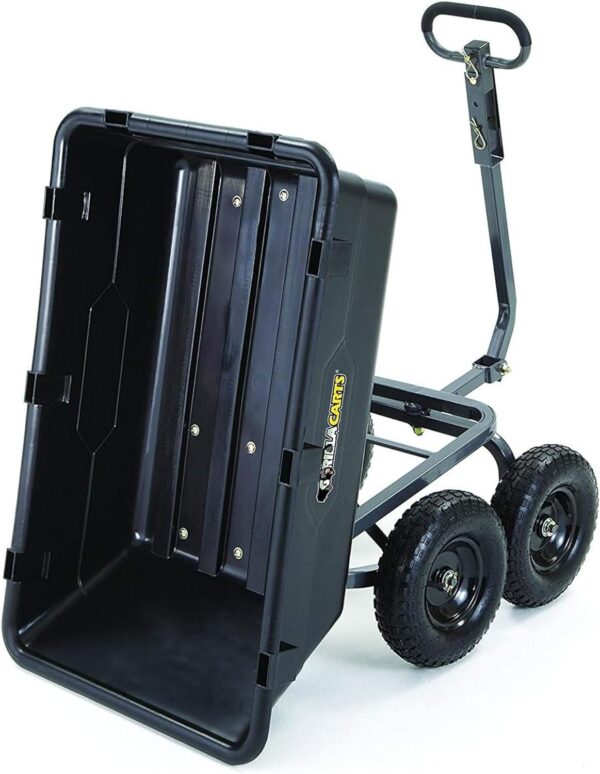 2a2b5c65dd434be7aaf5faf4c0a64375 Heavy Duty Poly Utility Dump Wagon Garden Cart w/Pneumatic Tires, 6 Cu Ft – 1200 lb Capacity Outdoor Wheelbarrow for Yard, Landscaping & Gardening, Lawn Tractor or ATV Towable-Gorilla Carts